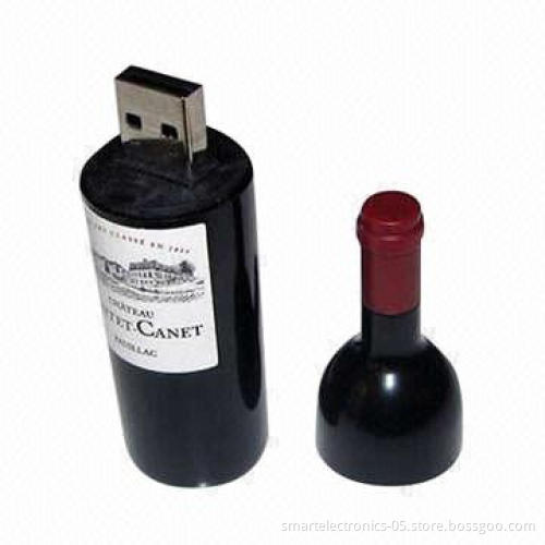 Wine Bottle-shaped USB Flash Drives, 64MB to 128GB Flash Memory Capacity